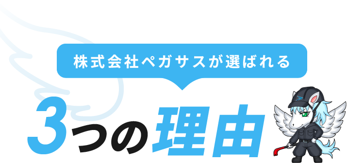 株式会社ペガサスが選ばれる3つの理由